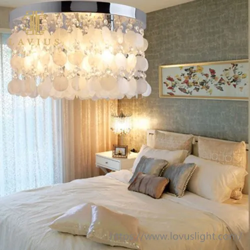 Shell crystal bead pendant light Concise style trendy design crystal chandelier for bedroom