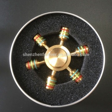 hot selling finger toys brass metal spinner fidget Six axis ispin and three heads hand spinner