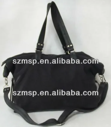 Ladies canvas and PU hobo bag