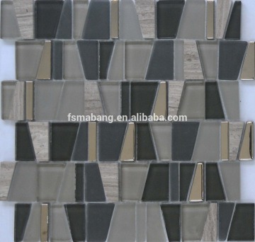 MBP8003 foshan Wall tile glossy metal mixed stone glass mosaic for home decoration
