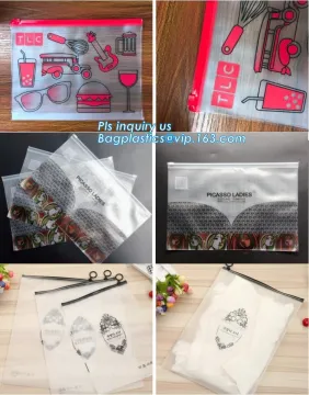 vinyl plastic zipper bags packaging with slider closure, size frosted matte pvc vinyl zipper ziplock plastic packaging bags with