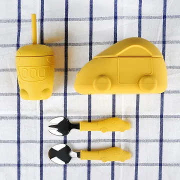 Silicone Car Spoon and Fork Set Stainless Steel