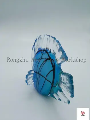 Water Blue Fish Glass Sculpture