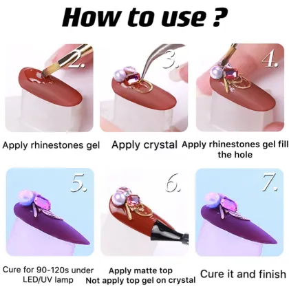 UV Gel Nail Set with Sticky Glue and Rhinestones