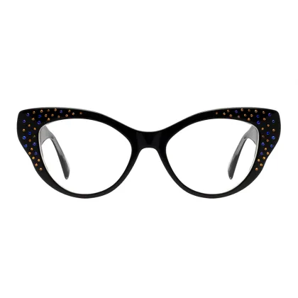 Cat Eye Rhinestone Acetate Optical Frame Glasses