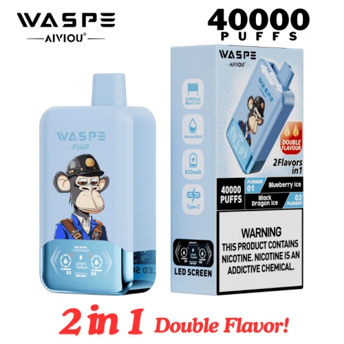 elfbar elfa kaufen WASPE FIHP 40000 40K Puffs Double Flavor Disposable Vape pen 2% 5% Nicotine  16Tastes LCD Display Factory Direct