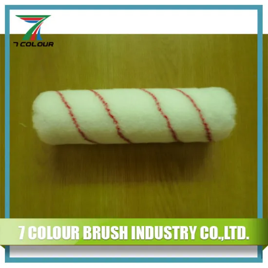 9" White Color Red Strip Nylon Paint Roller Refill, Nap 11mm
