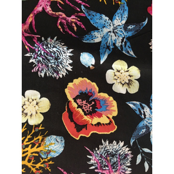 Marine Plants Rayon Poplin 45S Light Printing Fabric