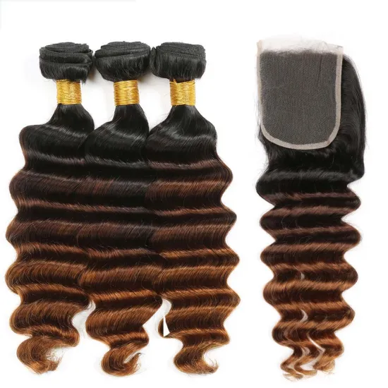 Brazilian Hair Ombre Loose Deep Wave 3 Tone 1B/4/30 3 bundle 100% Human Hair Extensions 100g/pc Healthy Natural Virgin Hair Weft