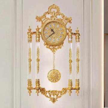 Golden Copper Retro Wall Clock for Hotel and Home