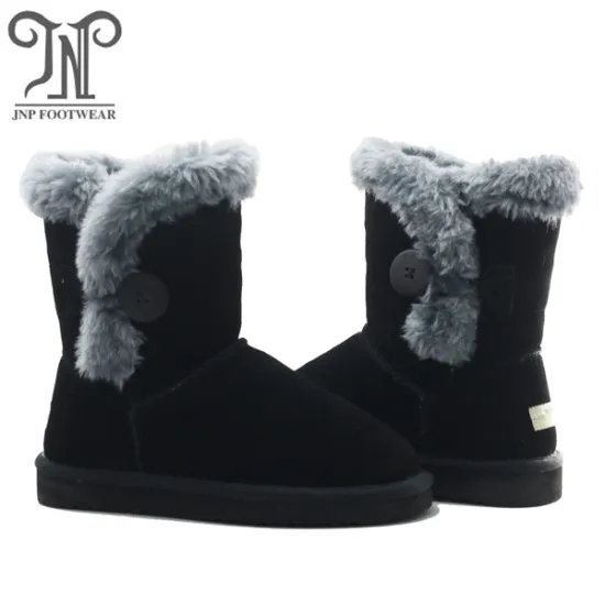 Little Girls Black Boots with Fur