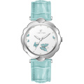 Reloj de joyería de bisel de flores de acero inoxidable