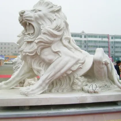 Garden art craft large stone lion outdoor sculpture