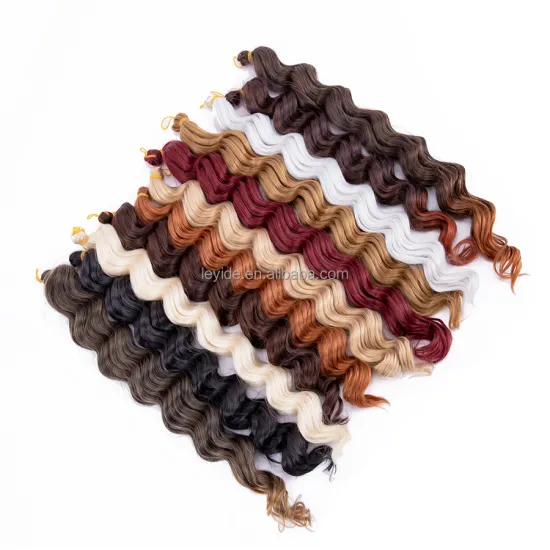 AliLeader Ombre Colors Ocean Wave Crochet Hair 18 inch Deep Wave Curly Synthetic Braiding Hair Extensions For Women