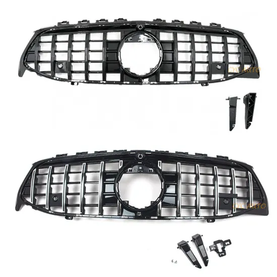 Silver Black GT Style Grill and Front Bumper Grille for Mercedes-Benz CLA Class W118/C118 2019-2021