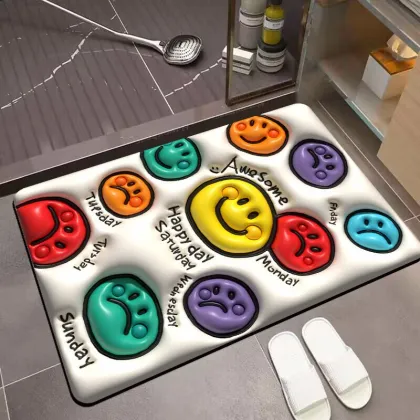 3D Printed Washable Bathroom Rug - Colorful Diatom Mud Mat