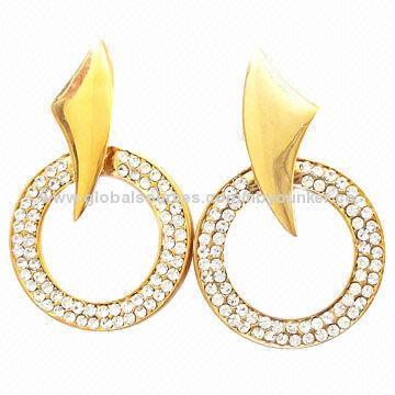 Nuevo diseño moda chapado en oro hecho a mano del Rhinestone Stud aretes para las mujeres