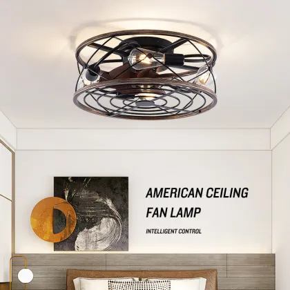 Industrial Retro Birdcage Design Ceiling Fans with Lights