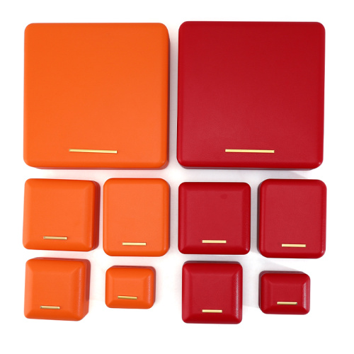 Custom Logo Deep Orange PU Leather Jewelry Box