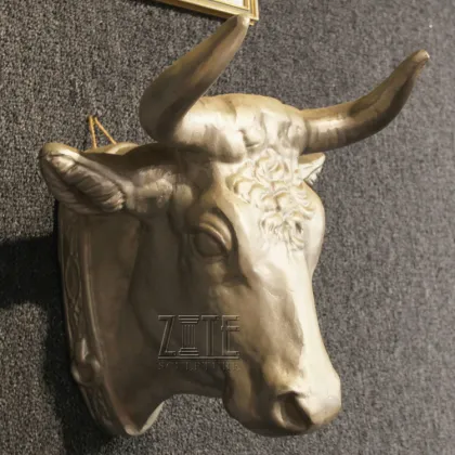 Custom wall decor metal bronze bull head sculpture