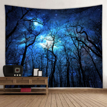 Starry Tapestry Galaxy Tapestry Night Sky Wall Hanging Forest Tapestry Tree Tapestry Drukowanie 3D Wall Art do salonu Bedroo