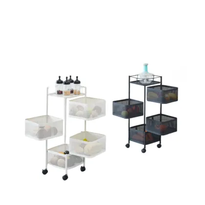 Rotating Steel Kitchen Storage Rack - Multifunctional Household Vegetable Storage Solution