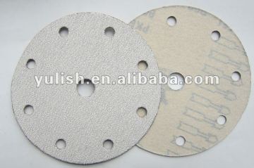 White 5" 8 holes velcro backed abrasive disc