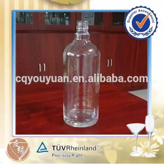 China made 750ml gold decal spirits glass bottles sale