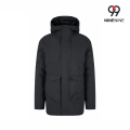 Parka exterior com capuz impermeável de comprimento médio