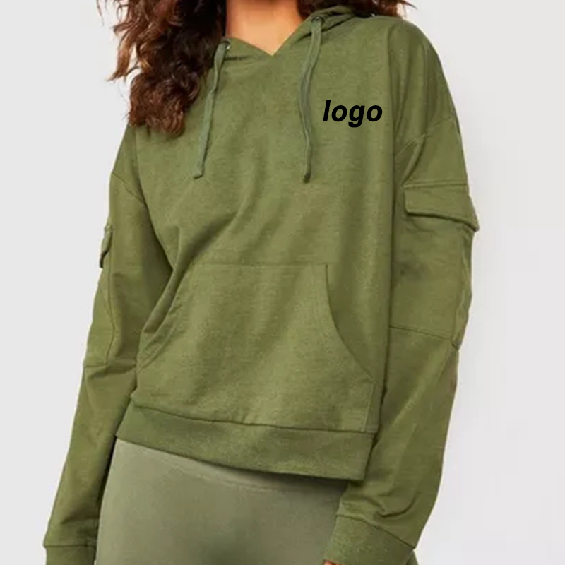 Logotipo personalizado Hoodies Green Women's Hoodies