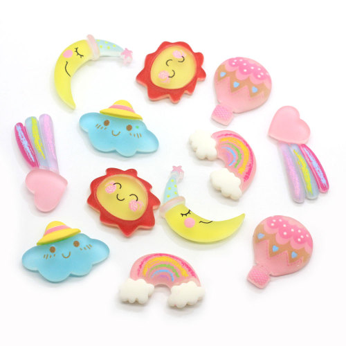 Multi Design Weather Sleeping Moon Cartoon Cloud Flatback Resin Beads Charms Craft Smiling Sun DIY Ornament Wholesale