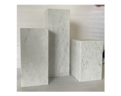 Bianco White Marble Small Cube Plinth Coffee Table