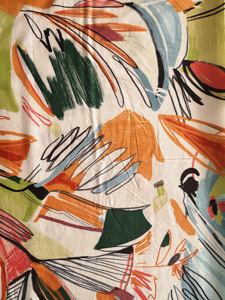 Scrawl Design Rayon Challis 30S Printing Woven Fabric