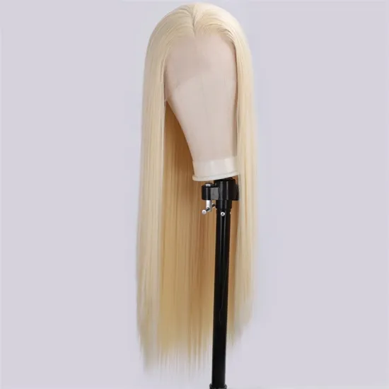 Vigorous Synthetic 613# Blonde Lace Front Wigs for Women Long Straight Pre Plucked Wig for Daily Cosplay Use Heat Resistant