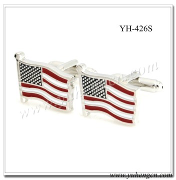 YH-426S Novelty Silver Ameriacn Flag Cufflinks