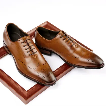 Vintage Classic Leather Oxford Dress Shoes for Men