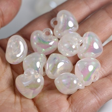 Wholesale UV Plated Shiny Bling White Heart Pendant: Perfect for Jewelry Making, Love Necklaces, Keychains & Accessories in 2023