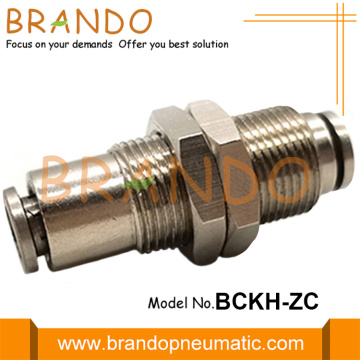 Brass Bulkhead Union Push In Pneumatic Hose Fitting