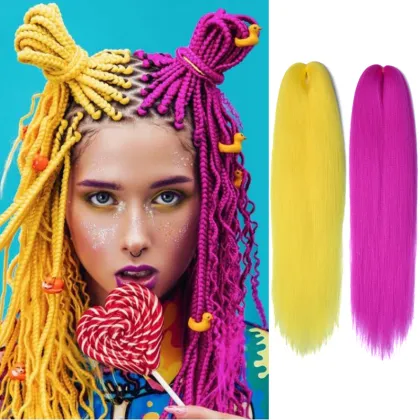 Japanese Kaneka Fiber Easy Braid Pre Stretched Braiding Hair Synthetic Yaki Bulk Pre-Stretched Jumbo Braids