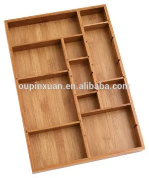 Bamboo Adjustable Drawer Organizer home desk storage Boxes