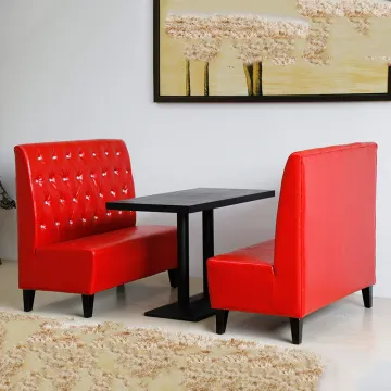 Modern High Back Leather Chesterfield Booth Sofa Set for Cafe Bench Seating in Fast Food Restaurants