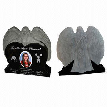 Hand Carved Polishing Natural Stone Angel Tombstones, Customized Designs are Accepted