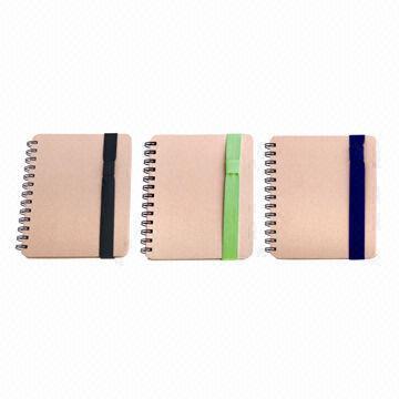 Cardboard Notebooks with Pen Holder, Customized Logo Printings are Accepted