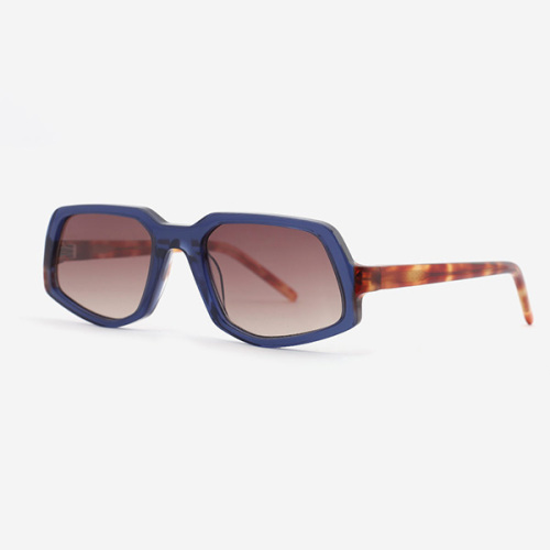 Rectangle and Dimensional Acetate Unisex Sunglasses