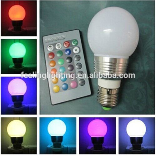 Hot selling wholesale price 3w RGB led bulb with remote controller 110-240v china supplier