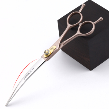 FIRELION 7.0" inch Professional JP440C Rose Gold Pet Curved Shears for Dog Grooming
