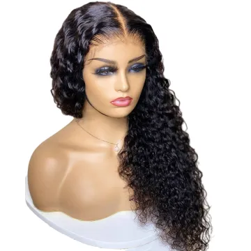 Wholesale European Virgin Hair Women Curly Wig Cuticle Aligned 13X6 Swiss Lace Closure Human Hair Kinky Curly Wig for black wome