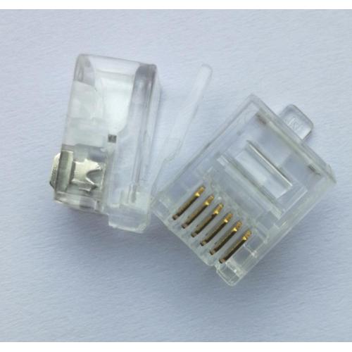 Đầu nối 6P6c Đầu cắm điện thoại Đầu nối RJ11 6P6C Đầu pha lê Mạ vàng 3U