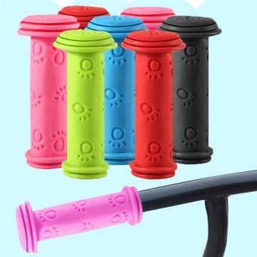 Colorful Blue and Red Rubber Grip Handlebar Grips for Kids' Bicycles, Tricycles, Skateboards, and Scooters - Anti-Skid Design