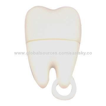 Custom Tooth Shape Thumb drive, made of soft PVC material, OEM orders welcome